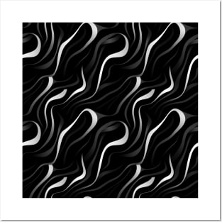 Monochrome Elegance: White Abstract Lines on Black Posters and Art